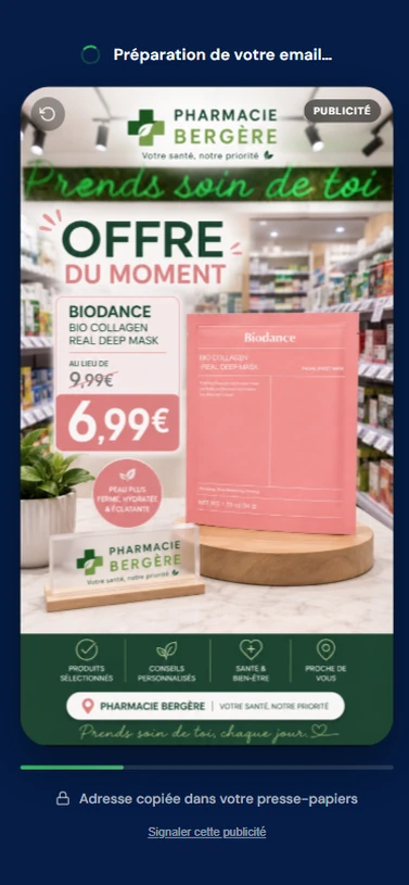 Publicité plein écran pendant l'envoi du document
